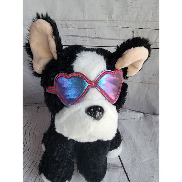 Cute & Cuddly Boston Terrier Puppy Dog 9in Plush Heart Sunglasses Stuffed Animal - Picture 2 of 7